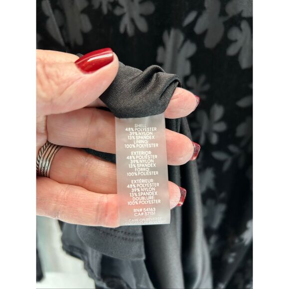 Calvin Klein Women’s 16W Black Floral Burnout Velvet Long Sleeve A-Line Dress - Picture 10 of 12